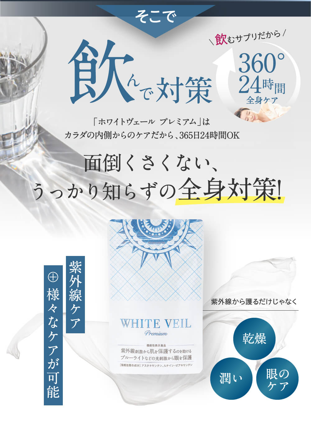 格安人気 新品 WHITE VEIL ホワイト ヴェール 飲む日焼け止め 30日 4袋